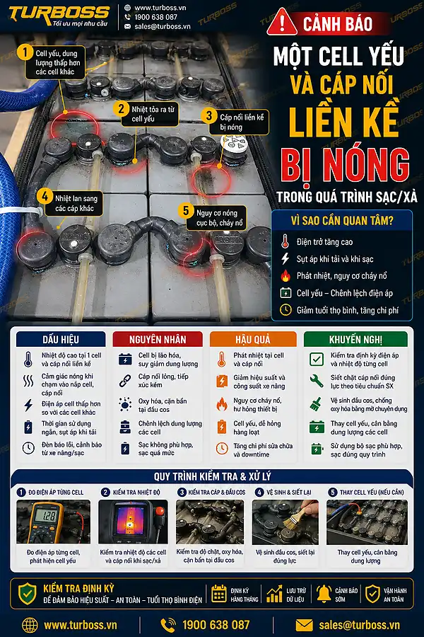 Cell yếu làm cáp nối liền kề nóng trong bộ bình điện xe nâng