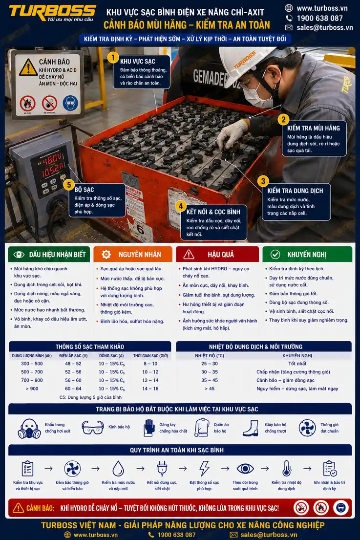 Dung Dịch Điện Phân Bình Điện Xe Nâng Đổi Màu: 8 Dấu Hiệu Cần Kiểm Tra