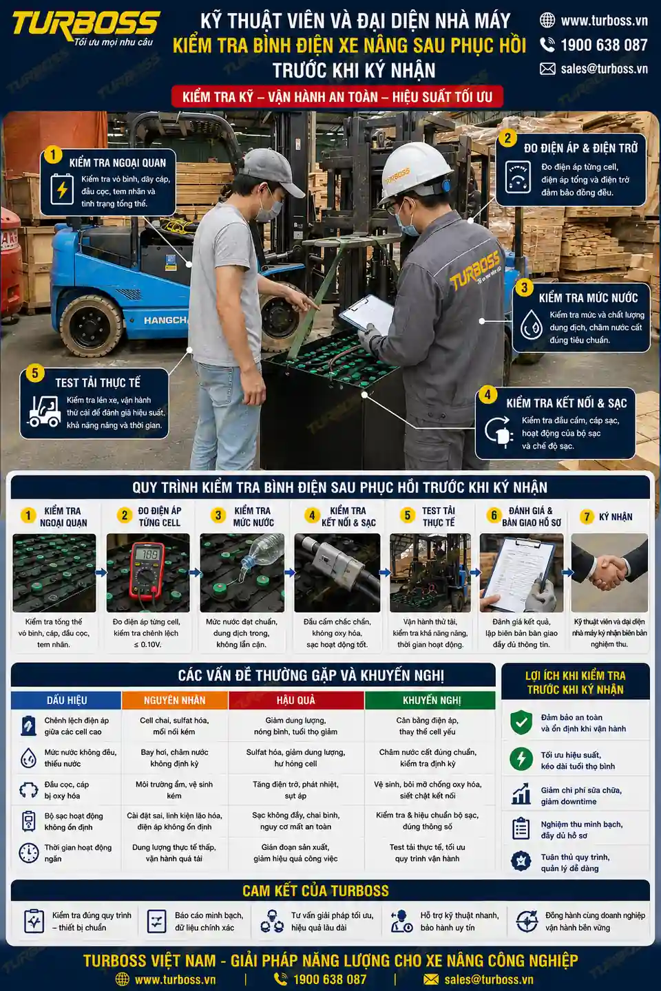 Nghiệm thu bình điện xe nâng sau phục hồi bằng biên bản bàn giao